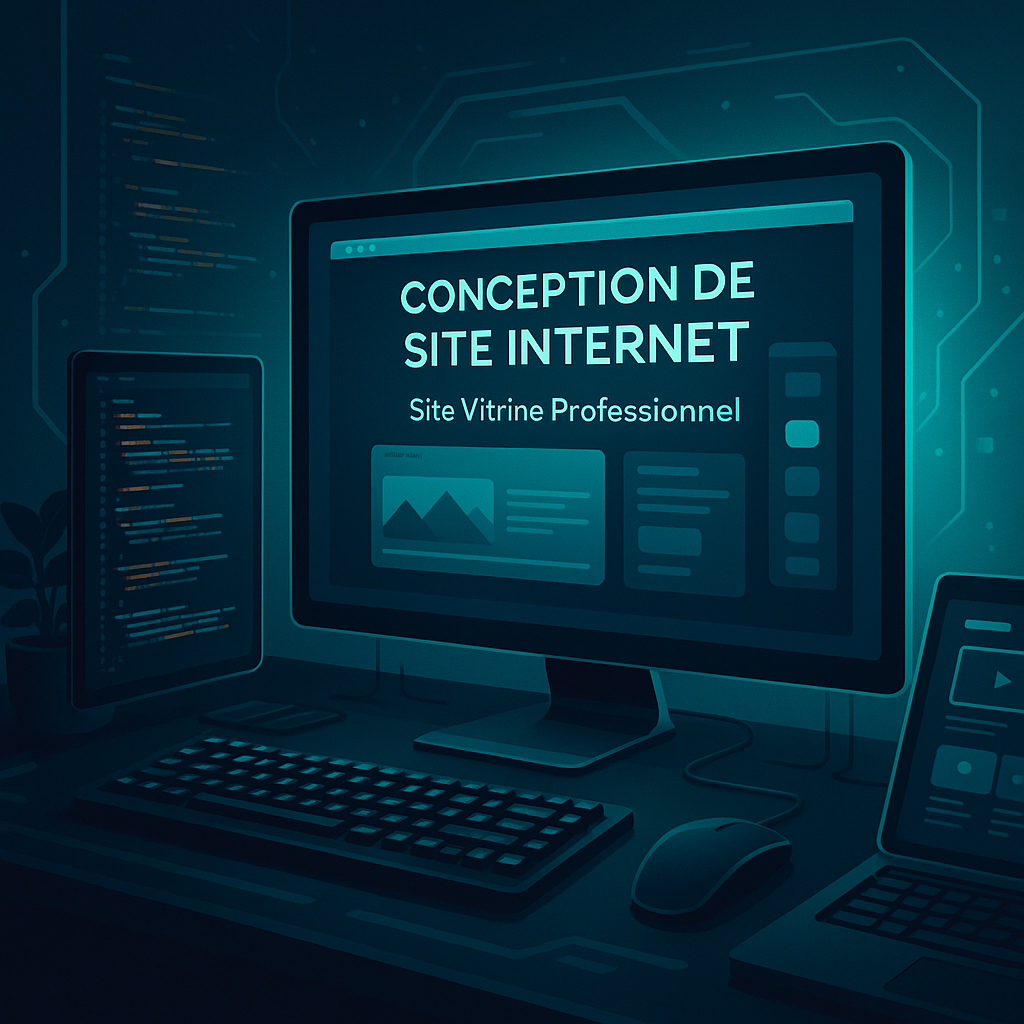 Interface de site web moderne et sombre      </picture>